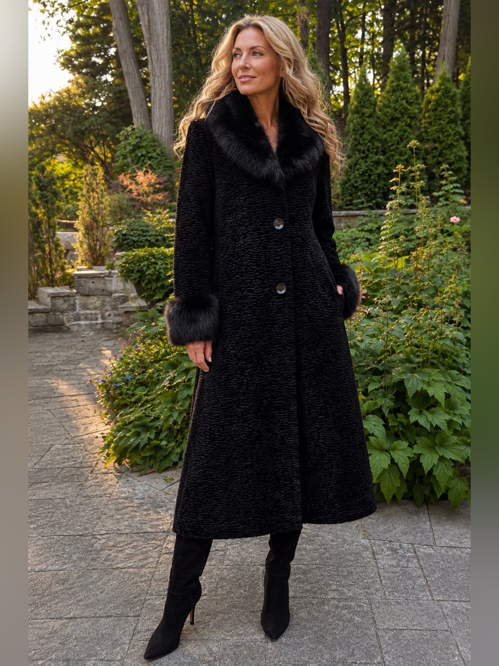 Vintage Simon Chang Faux Persian Lamb Winter Coat Size 14